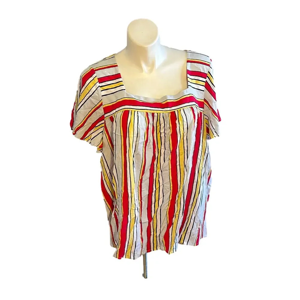 NWT Lane Bryant Square Neck Striped Top Size 26